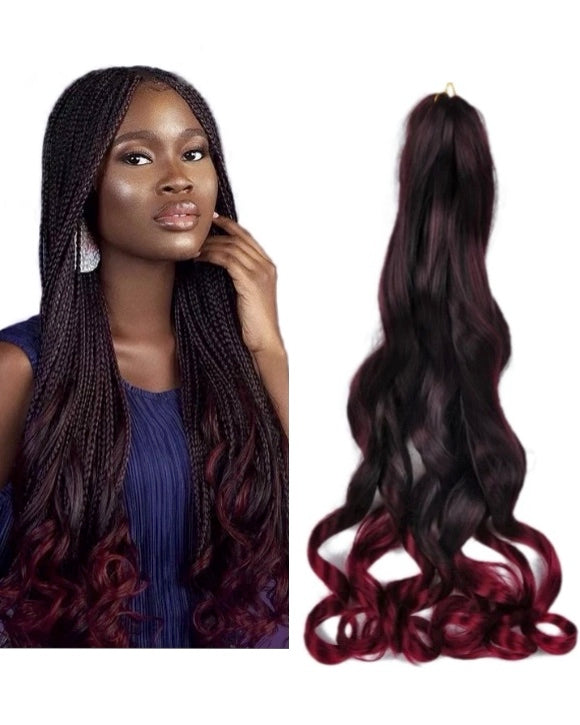 Red Wine French Curl Ombre Braiding Hair